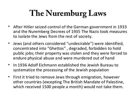 Sep 15, 2013 · Two distinct <strong>laws</strong> passed in Nazi Germany in September 1935 are known collectively as the <strong>Nuremberg Laws</strong>: the Reich Citizenship <strong>Law</strong> and the <strong>Law</strong> for the. . Nuremberg laws quizlet